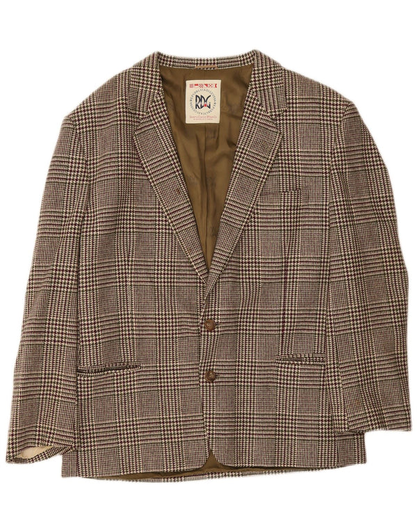 Vintage Herren Blazer Jacke IT 52 XL Burgunder Hahnentrittwolle