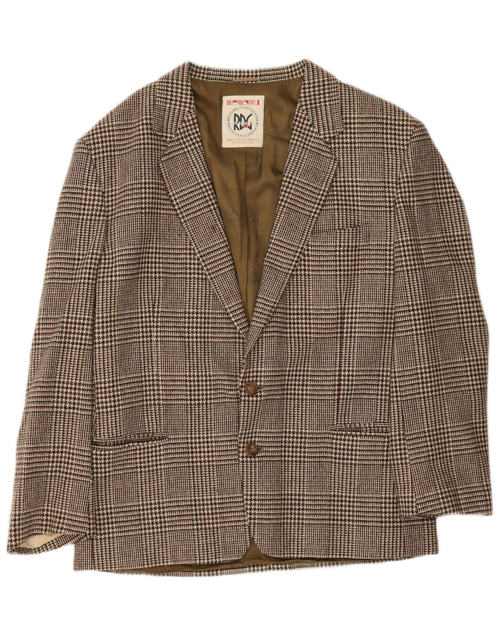 Vintage Herren Blazer Jacke IT 52 XL Burgunder Hahnentrittwolle
