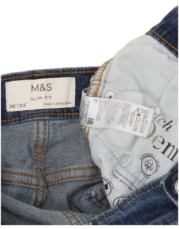 Marks & Spencer Herren Slim Jeans W36 L33 Blaue Baumwolle