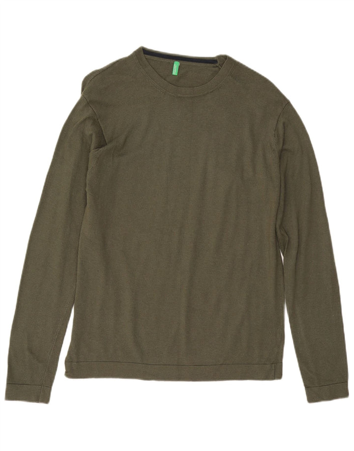 BENETTON Herren-Pullover mit Rundhalsausschnitt, Mittelkhaki
