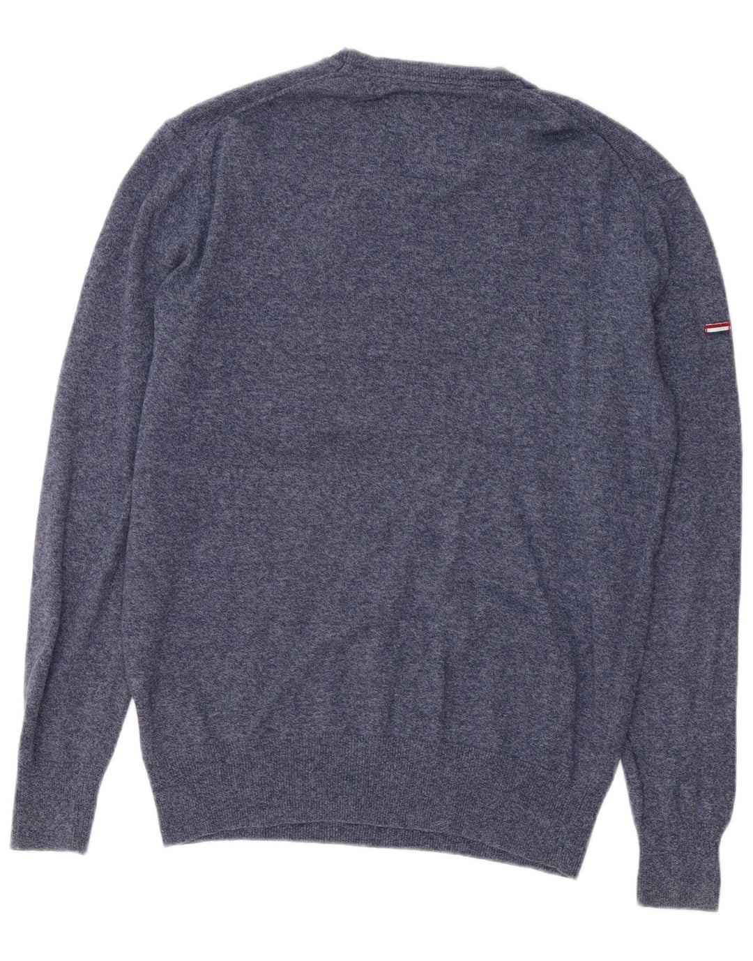 SUPERDRY Herren-Pullover mit Rundhalsausschnitt, mittelmarineblau gesprenkelte Baumwolle