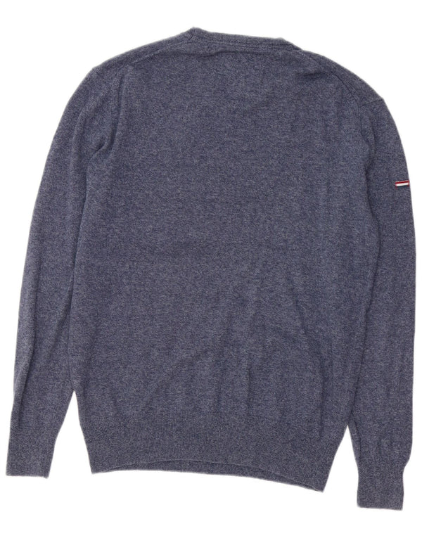 SUPERDRY Herren-Pullover mit Rundhalsausschnitt, mittelmarineblau gesprenkelte Baumwolle
