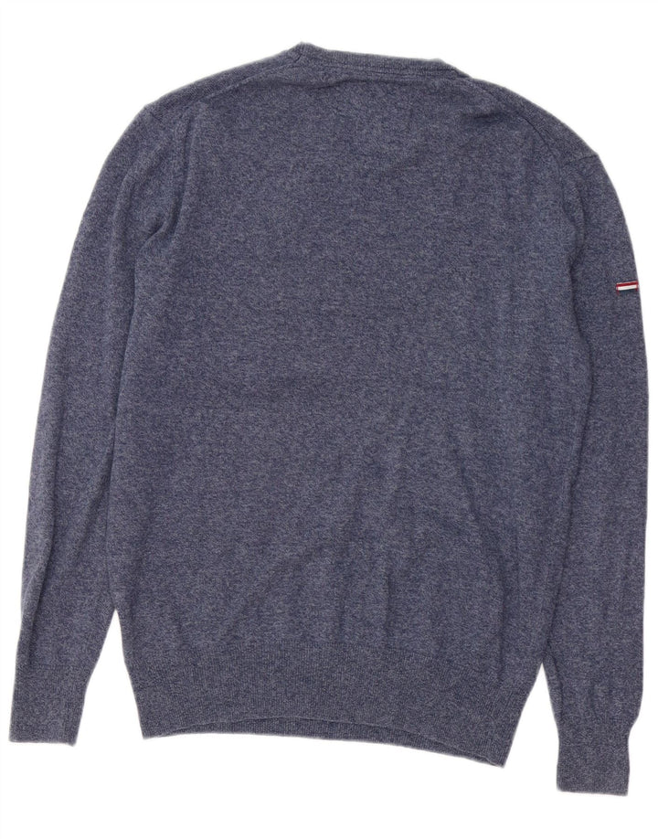 SUPERDRY Herren-Pullover mit Rundhalsausschnitt, mittelmarineblau gesprenkelte Baumwolle
