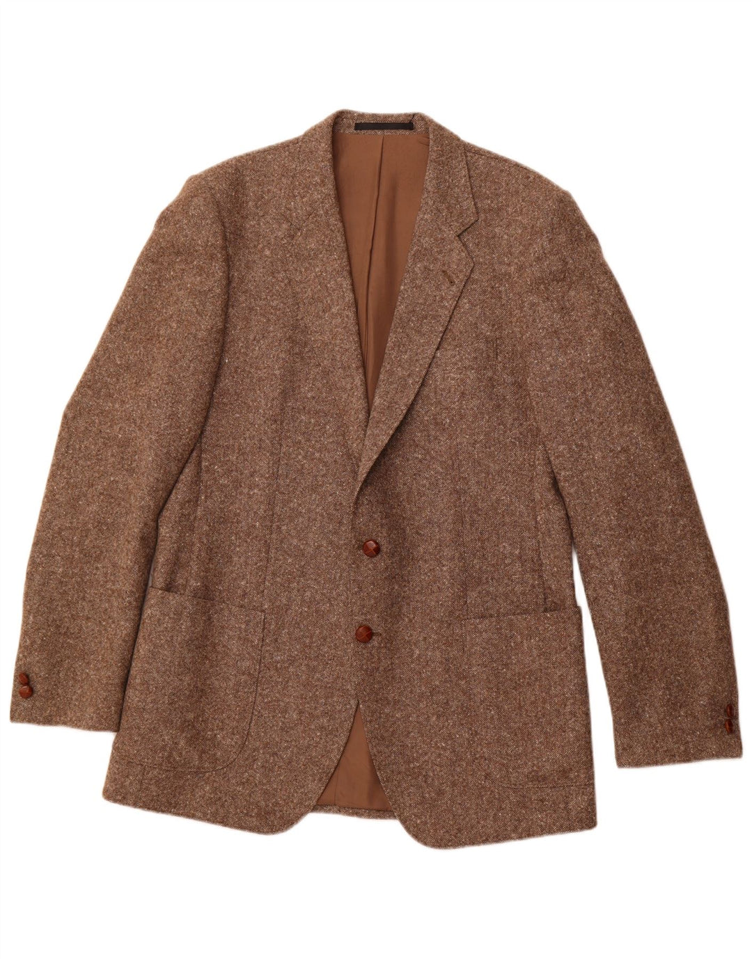 VINTAGE Herren-Blazer mit 2 Knöpfen, UK 38, mittelbraun gefleckte Schurwolle
