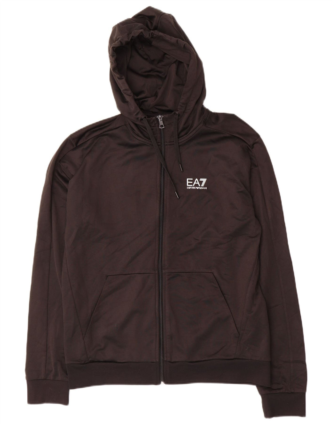 Emporio Armani Herren-Kapuzenpullover mit grafischem Reißverschluss, mittelschwarz, Polyester