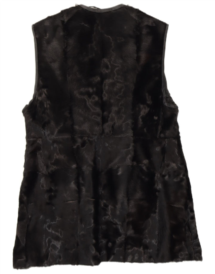 Vintage Damen Pelzweste UK 14 Medium Schwarz