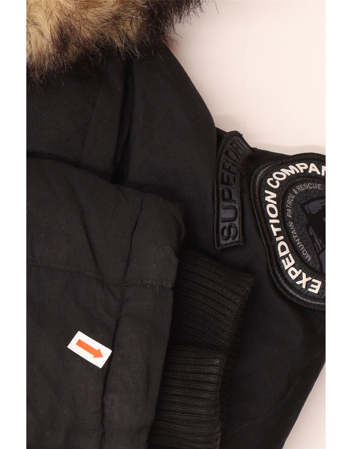 Superdry Damen Parka Jacke UK 12 Medium Schwarz Winter