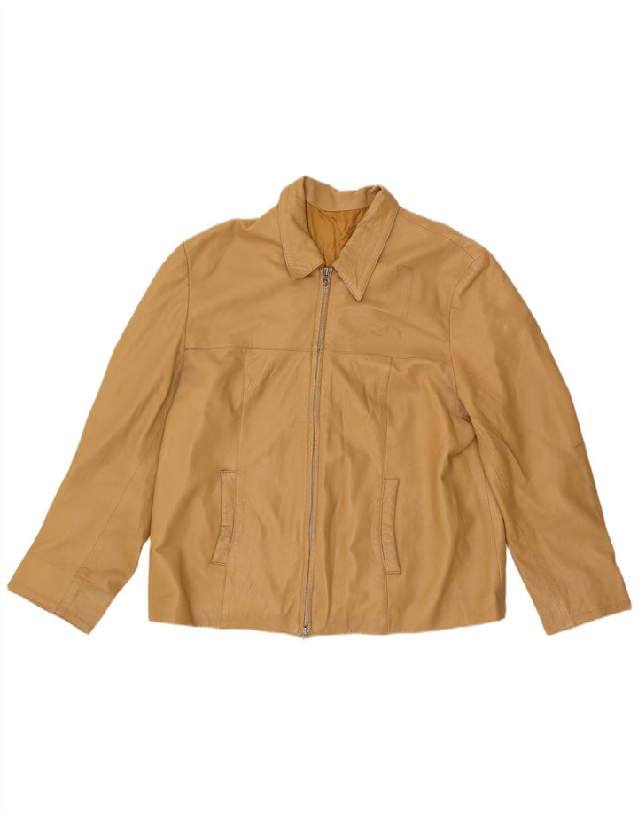 VINTAGE Damen Lederjacke IT 52 2XL Beige Leder