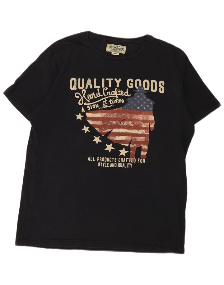 Marlboro Classics Herren-T-Shirt mit Grafik, mittlere Marineblau-Baumwolle