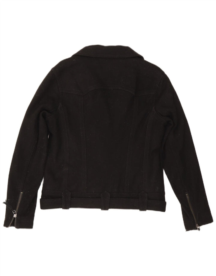 Levi's Damen Bikerjacke UK 14 Mittelschwarze Wolle
