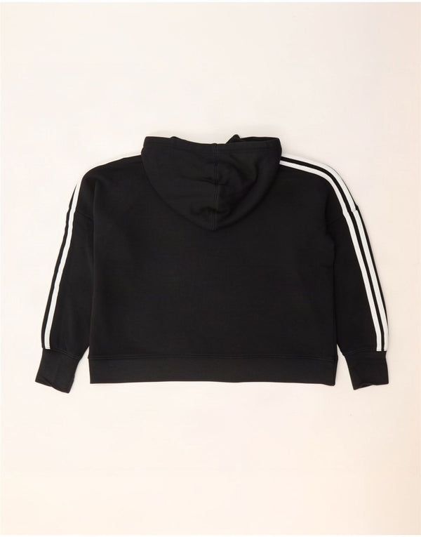 Adidas Damen Crop Oversized Hoodie Pullover UK 12 Mittelschwarze Baumwolle
