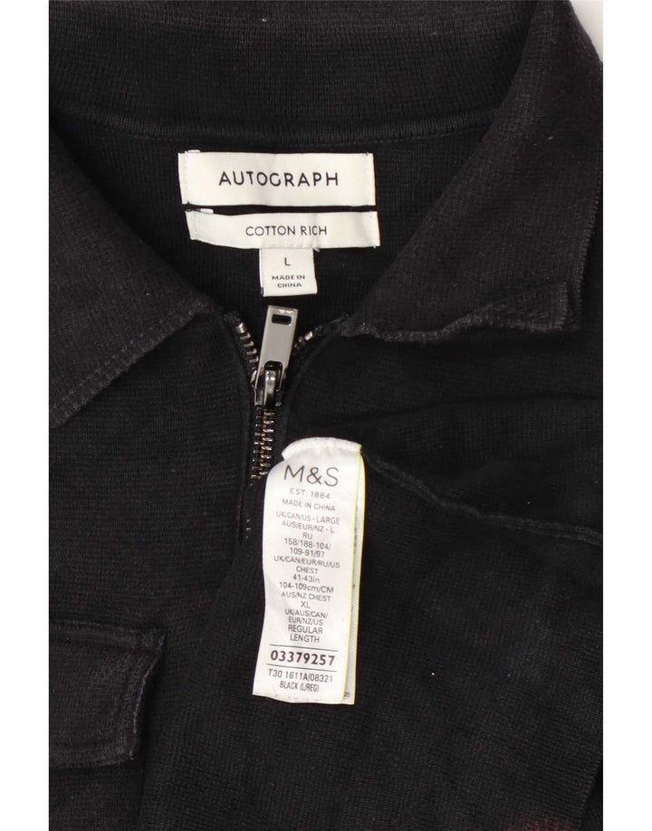Marks & Spencer Herren-Strickjacke, groß, aus schwarzer Baumwolle