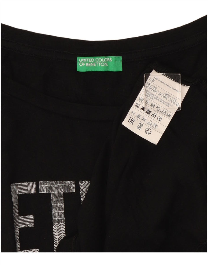 Benetton Womens Graphic Vest Top UK 14 Large Schwarze Baumwolle
