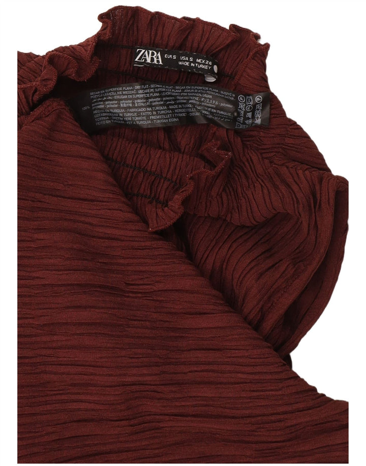 Zara Damen Neckholder Top UK 10 Small Burgund Polyester