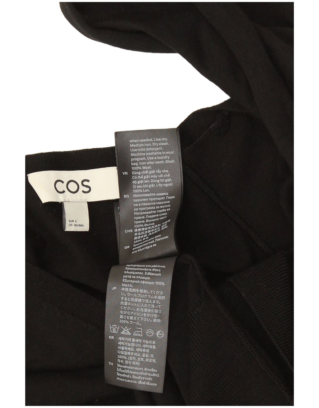 Cos Damen-Pullover in Übergröße mit V-Ausschnitt, Gr. 10, Größe S, schwarze Wolle