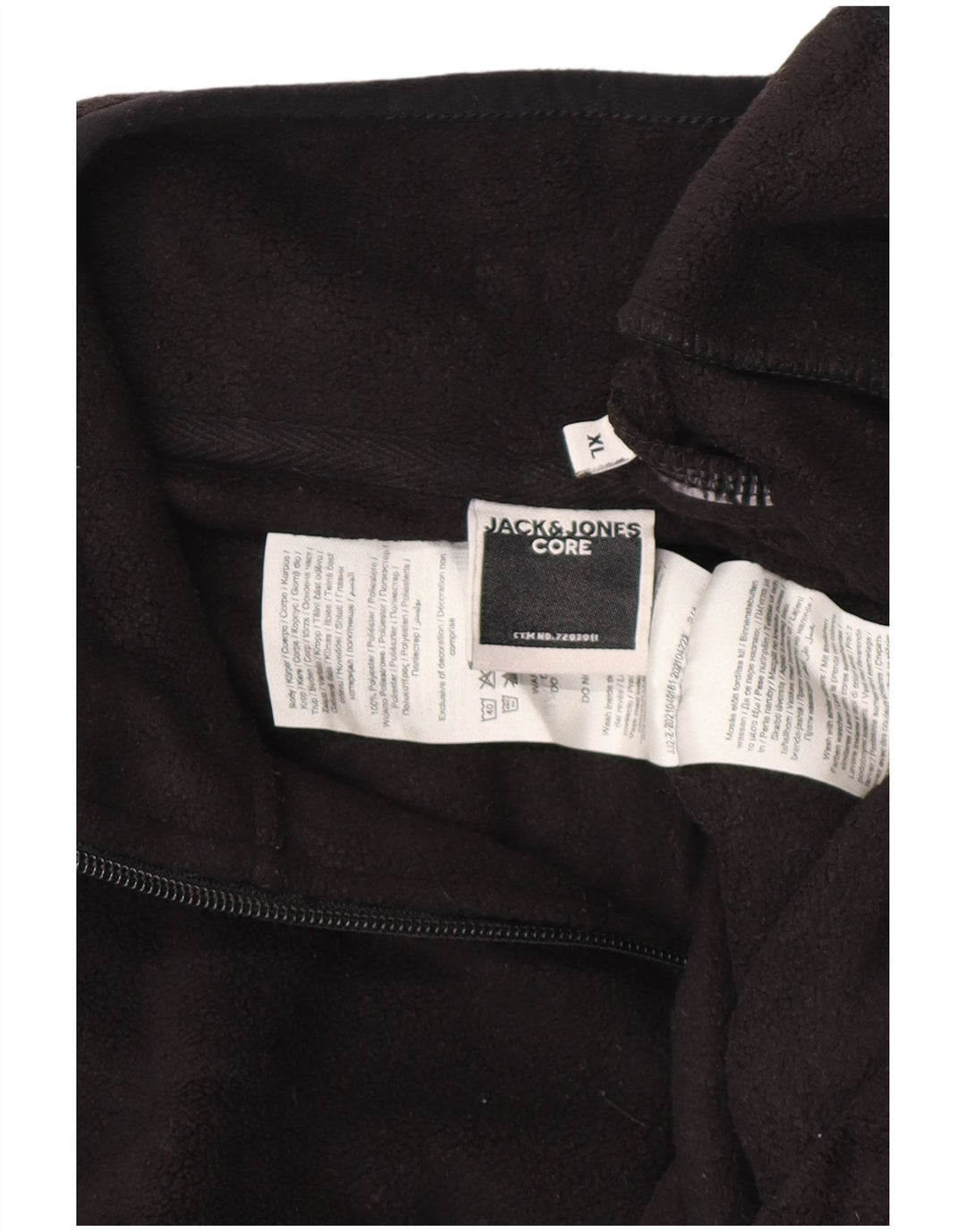 JACK & JONES Herren-Fleecepullover mit Reißverschluss, XL, Schwarz, Polyester
