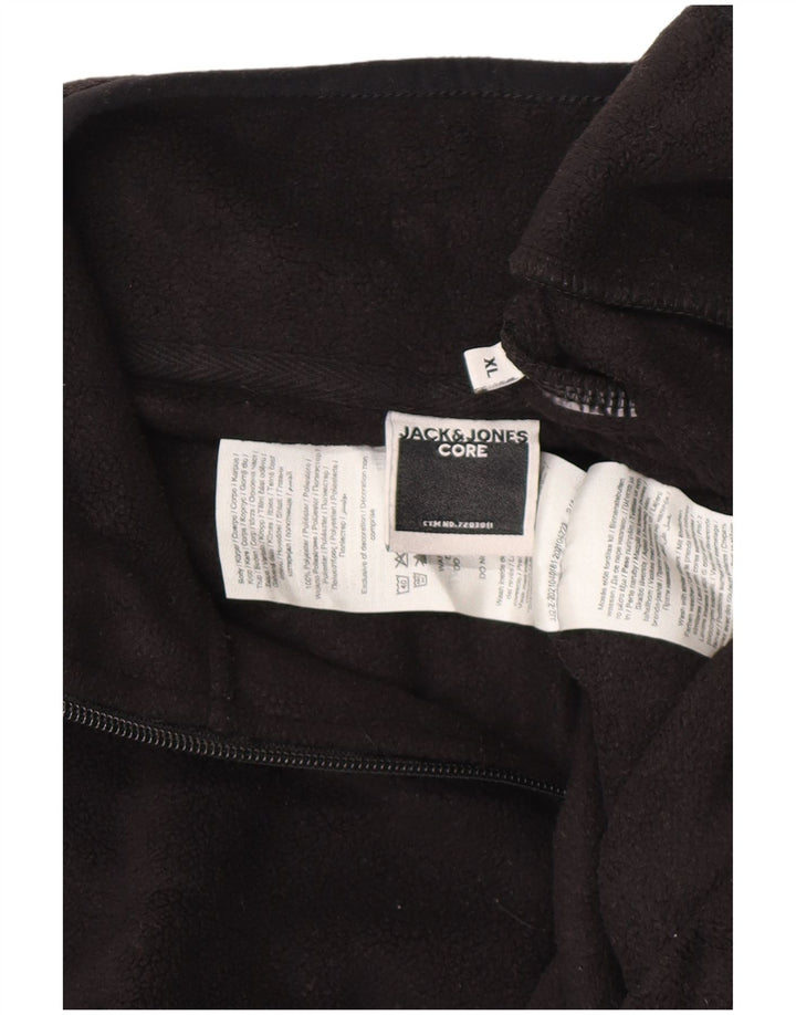 JACK & JONES Herren-Fleecepullover mit Reißverschluss, XL, Schwarz, Polyester