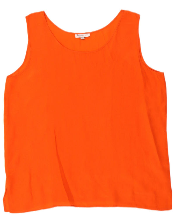 Vintage Damen Ärmelloses Blusentop UK 20 2XL Orange Seide
