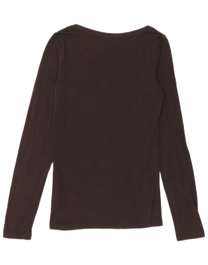Guess Damen-Top mit Grafik, langärmlig, UK-Größe 8, Größe S, Schwarz, Baumwolle