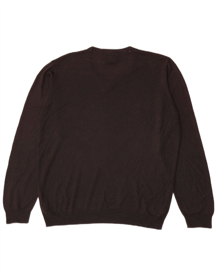 Marks & Spencer Herren-Pullover mit V-Ausschnitt, XL, schwarzes Acryl