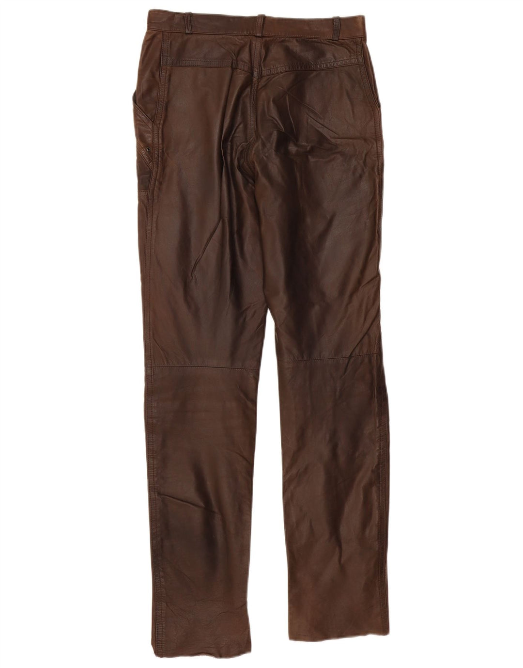 VINTAGE Gerade Lederhose für Damen EU 36 Klein W28 L30 Braunes Leder