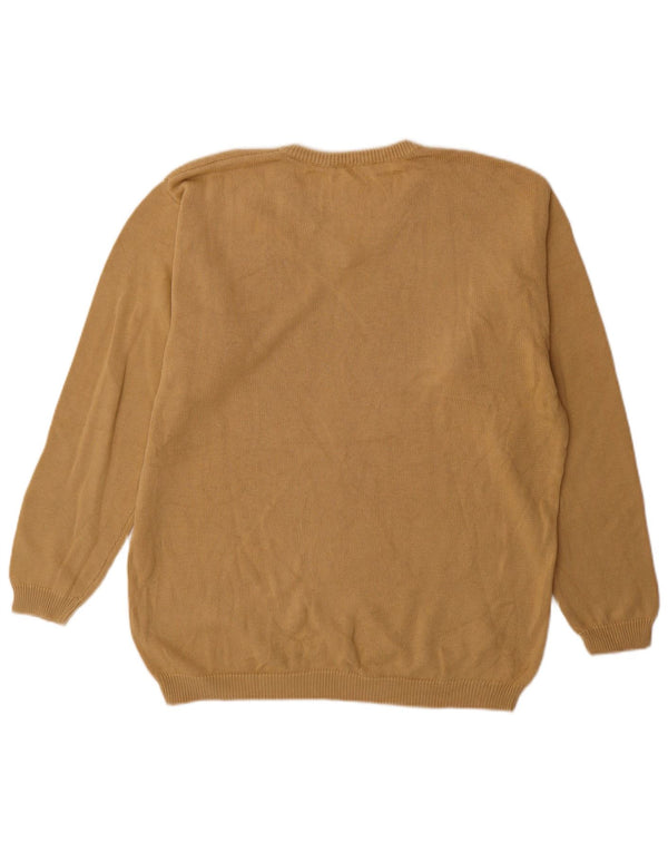 Fred Perry Herren V-Ausschnitt Pullover Pullover XL Beige Baumwolle