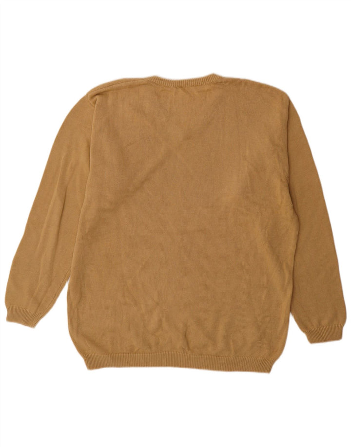 Fred Perry Herren V-Ausschnitt Pullover Pullover XL Beige Baumwolle