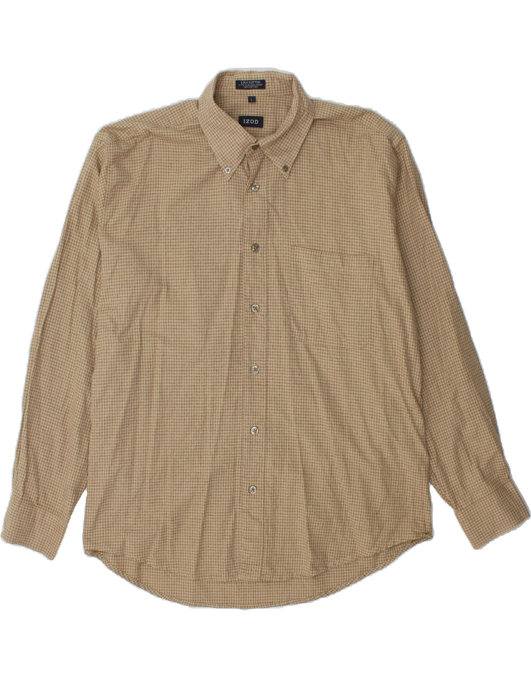 IZOD Mens Flannel Shirt Large Beige Check Cotton Vintage Izod and Second-Hand Izod from Messina Hembry 