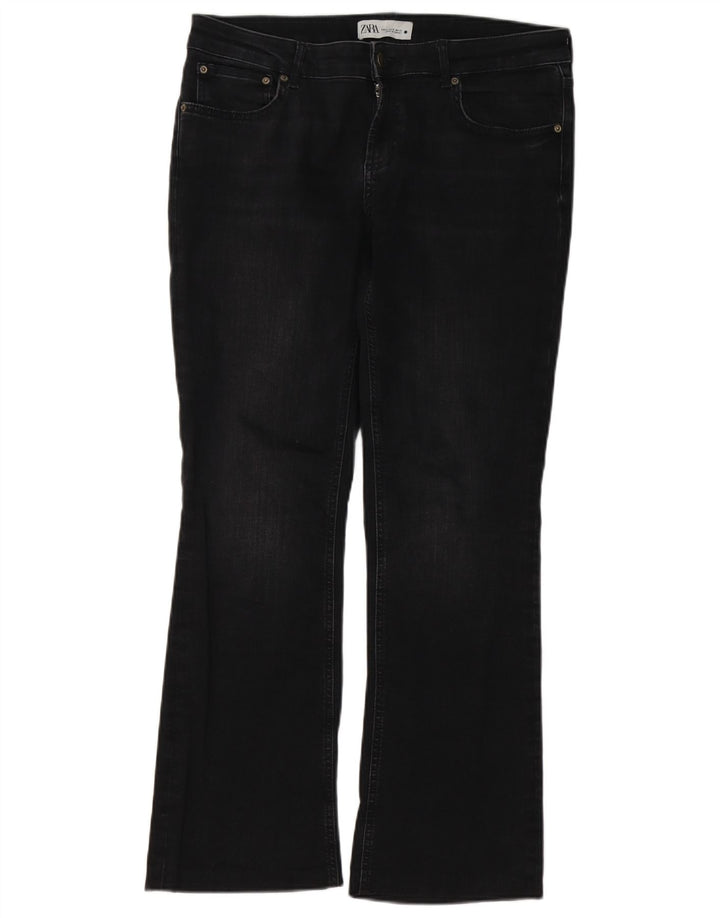 Zara Damen Bootcut Jeans EU 42 Large W32 L29 Schwarz