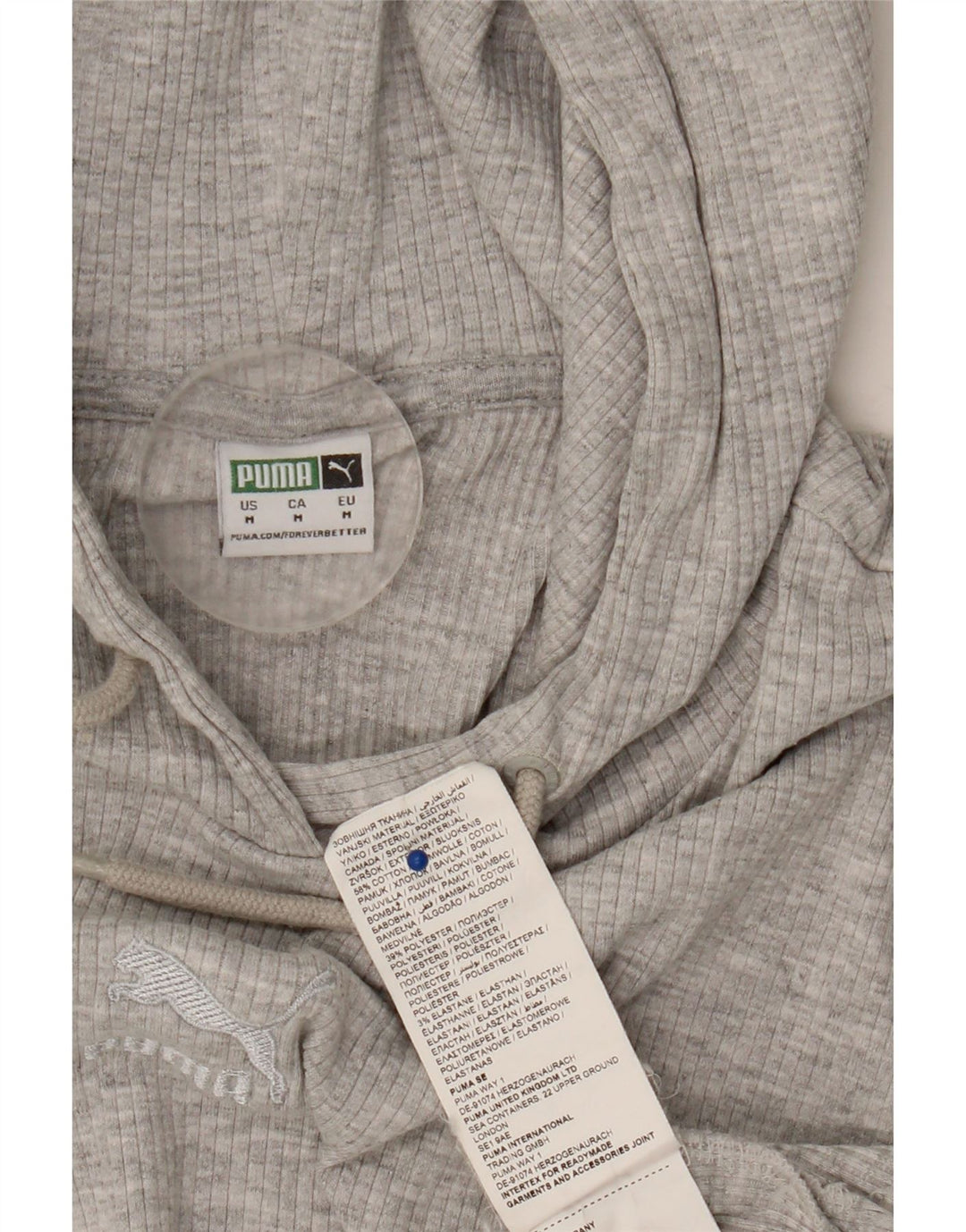 Puma Womens Crop Oversized Hoodie Pullover UK 14 Mittelgraue Baumwolle