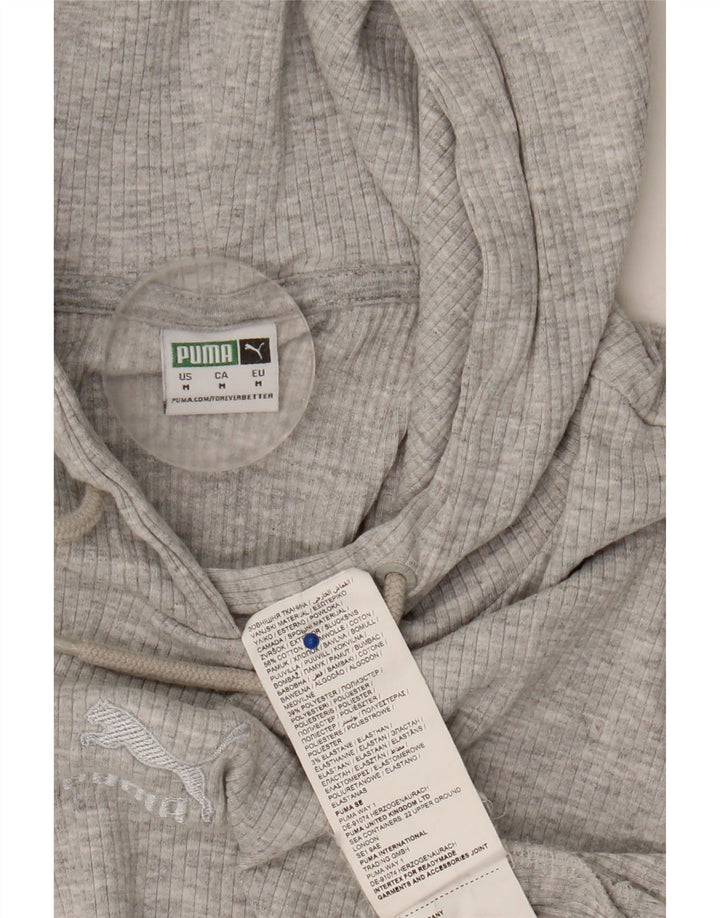 Puma Womens Crop Oversized Hoodie Pullover UK 14 Mittelgraue Baumwolle