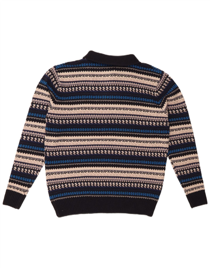 VINTAGE Herren-Pullover mit Reißverschluss, mittelgroß, mehrfarbig, gestreift, Acryl