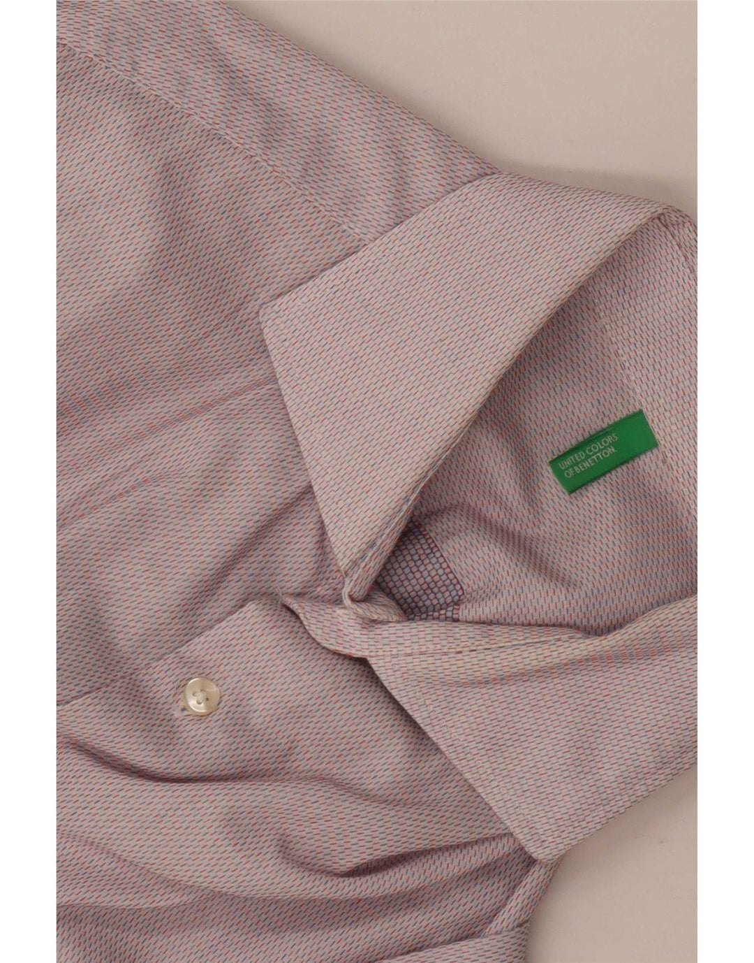 Benetton Herren-Hemd, klein, grau gepunktet