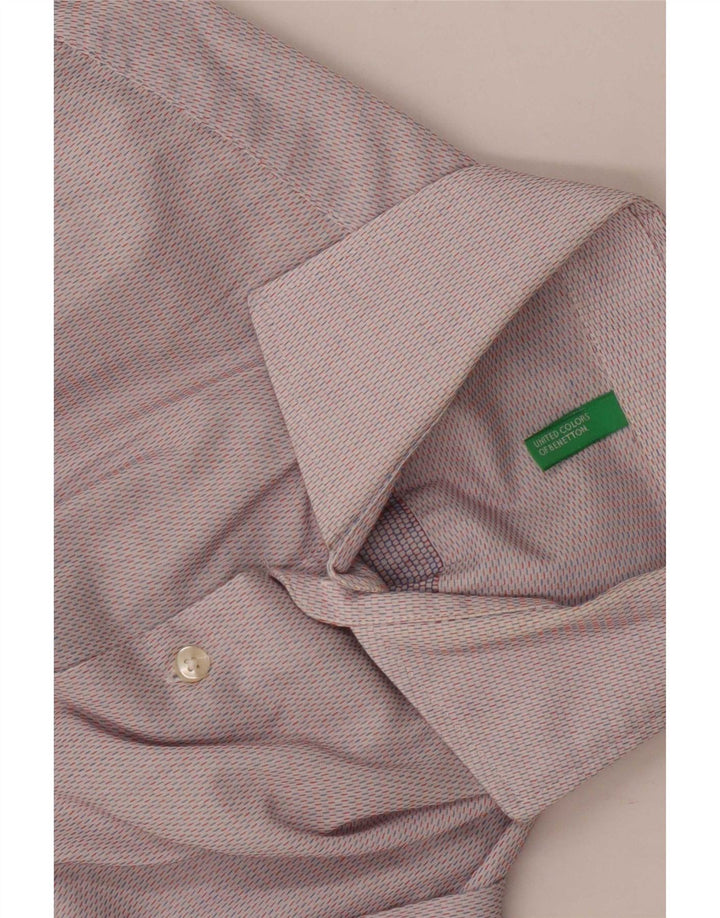 Benetton Herren-Hemd, klein, grau gepunktet