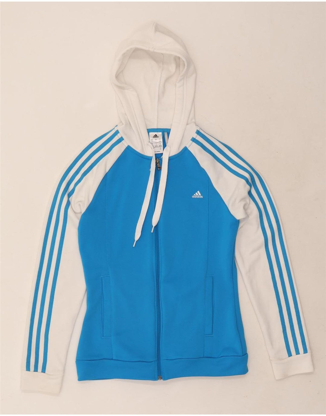 Adidas Damen Climalite Zip Hoodie Pullover UK 8/10 Small Blau Polyester