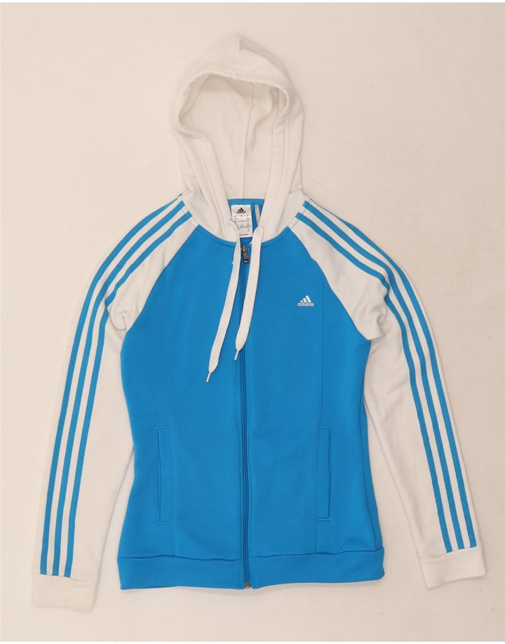 Adidas Damen Climalite Zip Hoodie Pullover UK 8/10 Small Blau Polyester