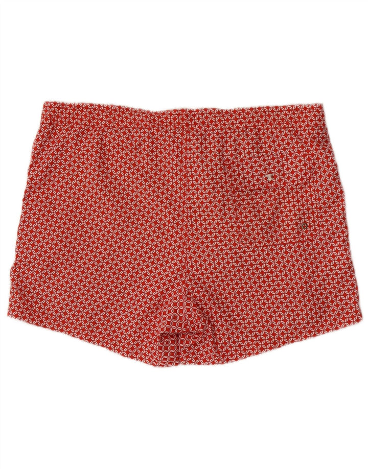 Massimo Dutti Herren Badeshorts Mittelrotes geometrisches Polyester