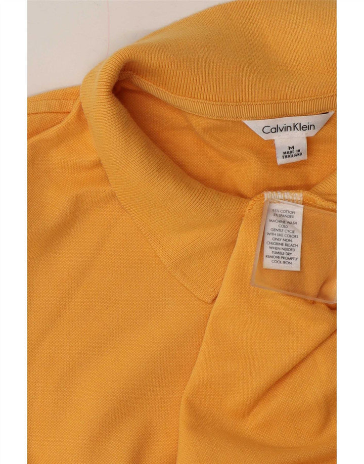 Calvin Klein Damen Poloshirt UK 14 Mittelgelbe Baumwolle