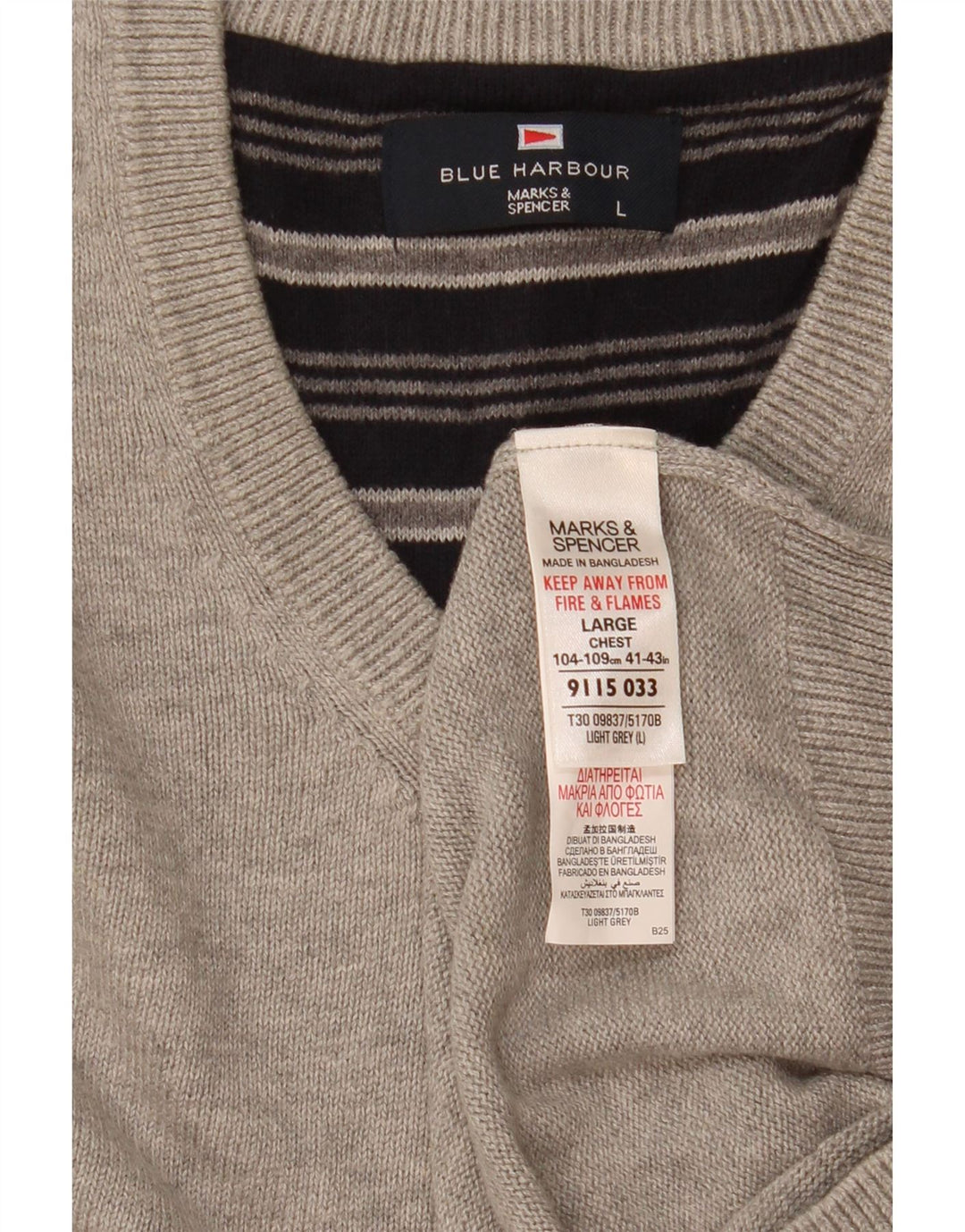 Marks & Spencer Herren-Tanktop „Harbor“ aus blauer Baumwolle, groß, grau gesprenkelt