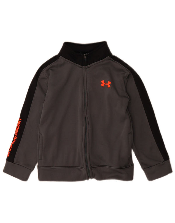 Under Armour Jungen-Trainingsanzugoberteil mit Grafik, 5–6 Jahre, graues Farbblockdesign