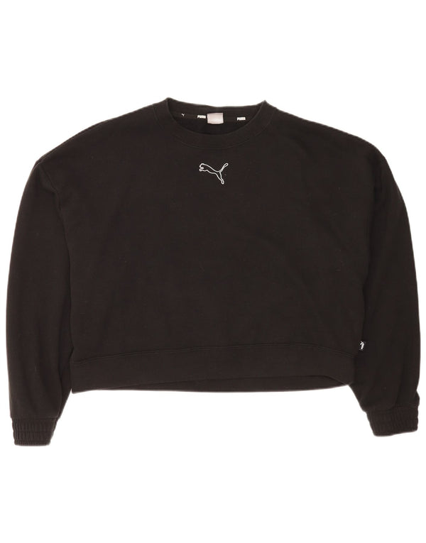 Puma Womens Graphic Relaxed Fit Sweatshirt Pullover UK 16 Große schwarze Baumwolle