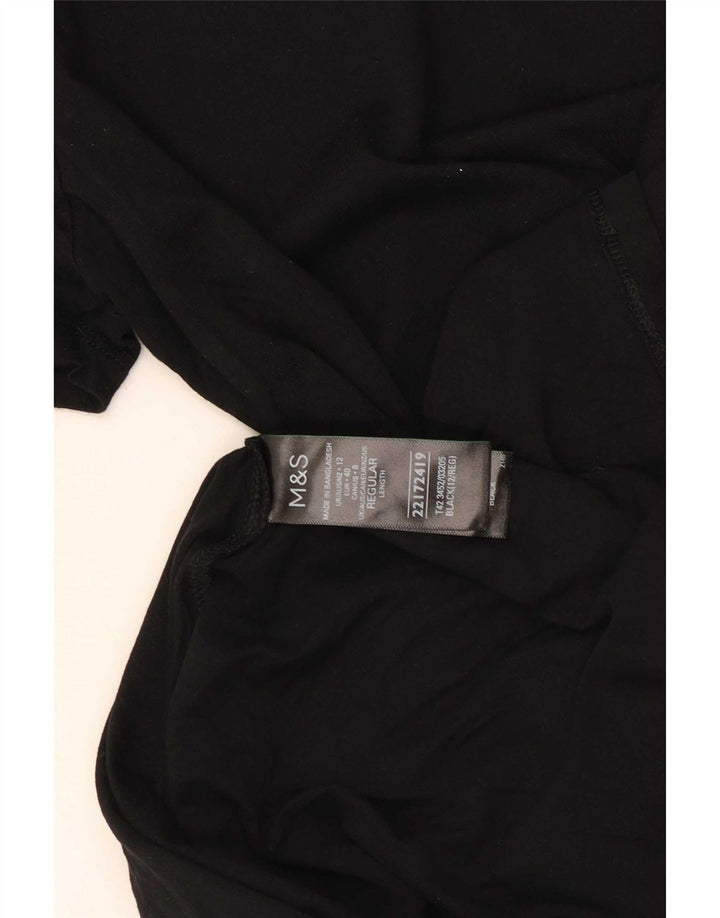 Marks & Spencer Damen A-Linien-Kleid UK 12 Mittelschwarze Baumwolle