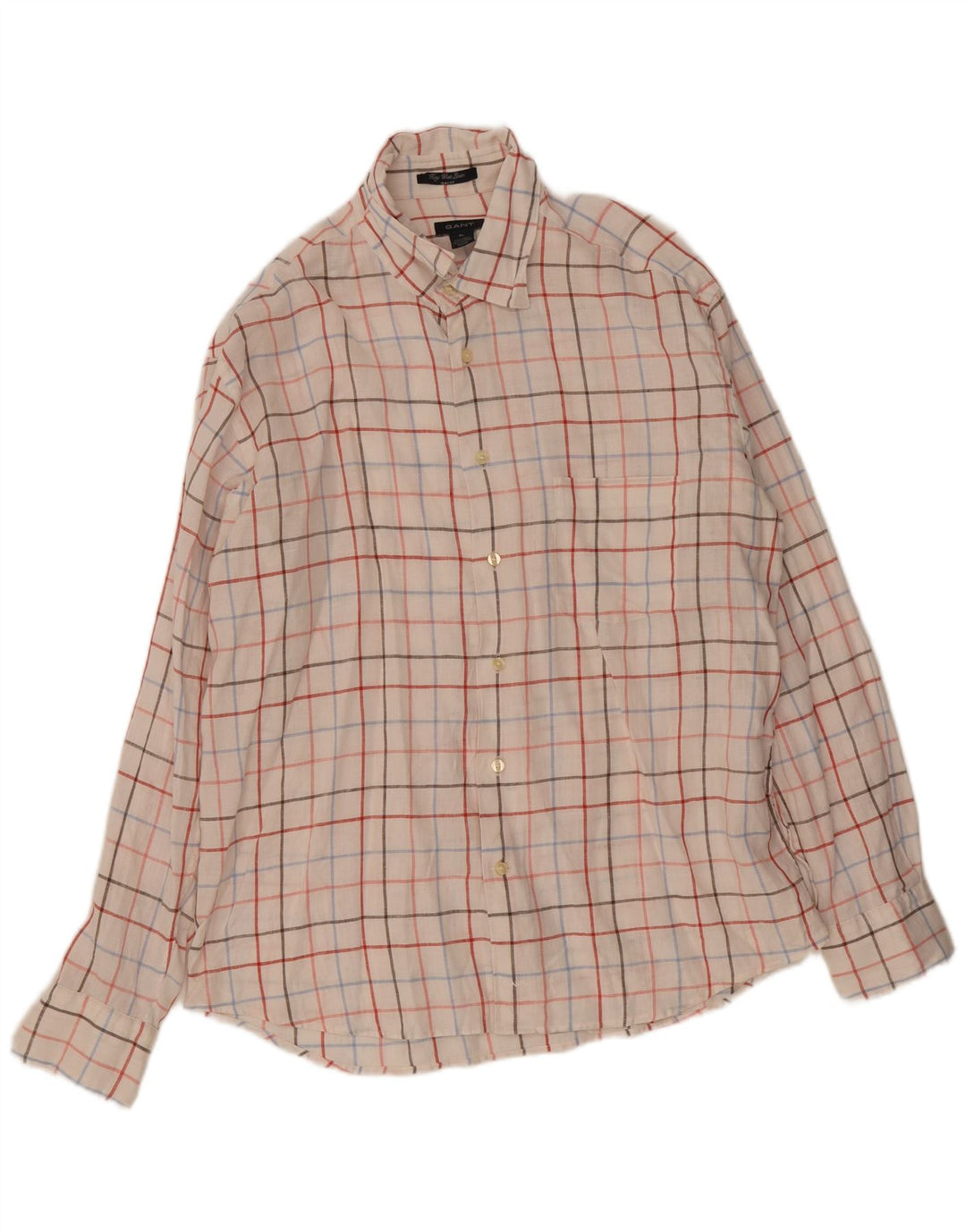 Gant Herren Slim Fit Hemd XL Weiß kariertes Leinen