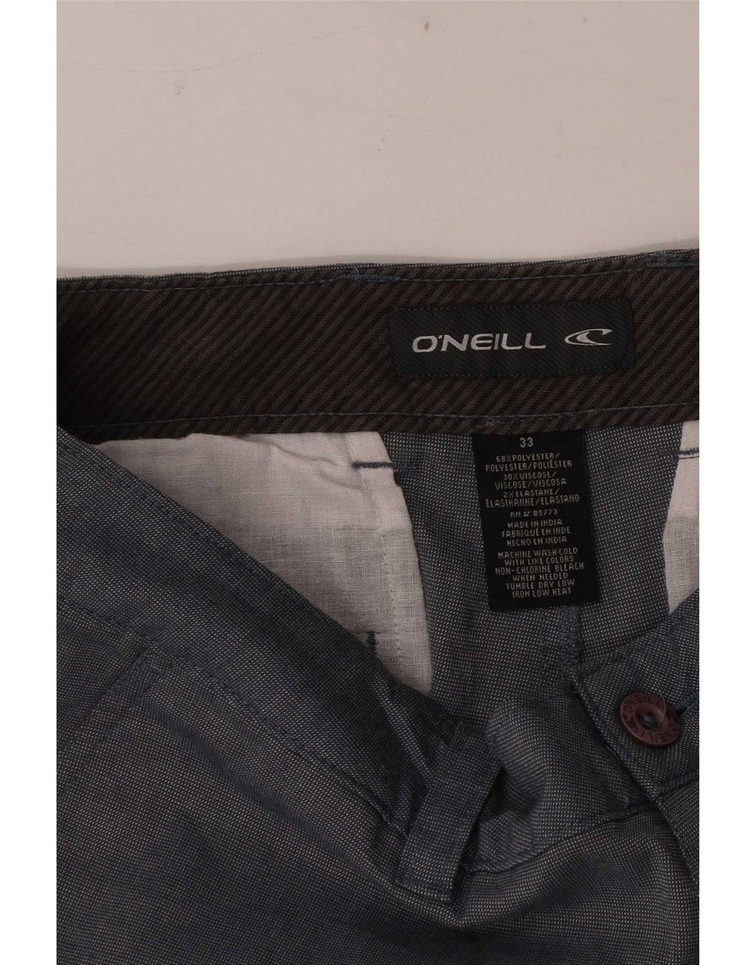 O'Neill Herren Chinoshorts W33 Mittelgraue Colourblock-Baumwolle