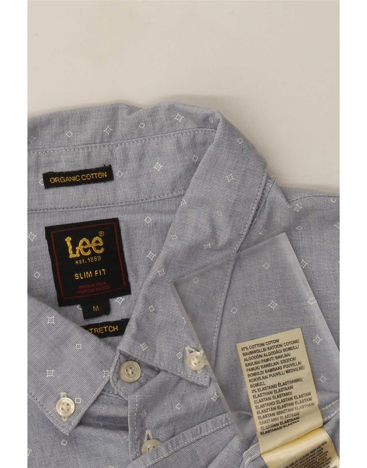 Lee Herren Slim-Fit-Hemd aus mittelblauer, geometrischer Baumwolle