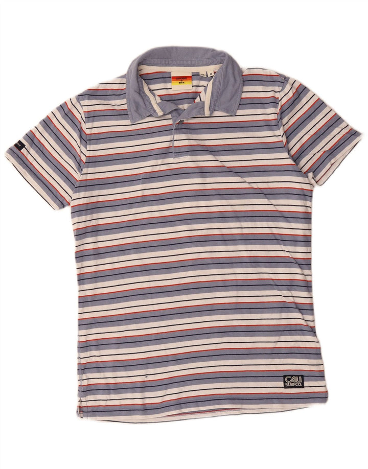 Superdry Herren-Poloshirt aus mittelblauer, gestreifter Baumwolle
