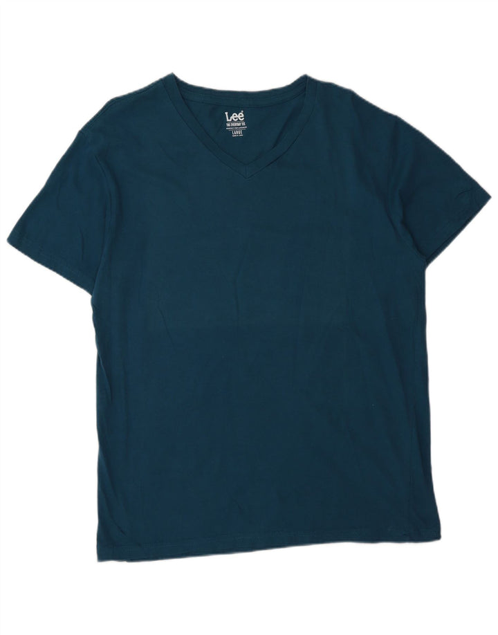 Lee Herren T-Shirt Top Large Blau Baumwolle