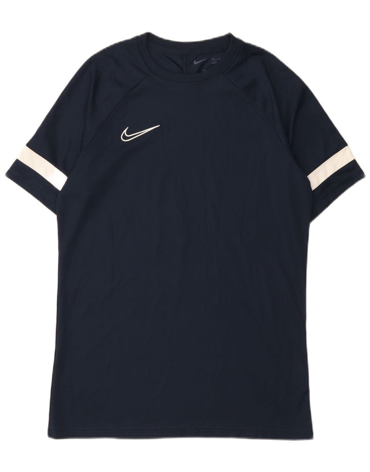 Nike Herren Dri Fit T-Shirt-Oberteil Mittelgroßes marineblaues Farbblock-Polyester