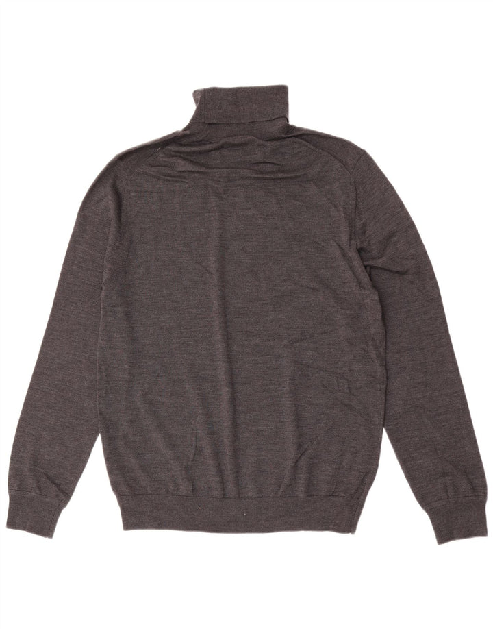 Marks & Spencer Herren-Pullover mit Rollkragen, groß, graue Merinowolle