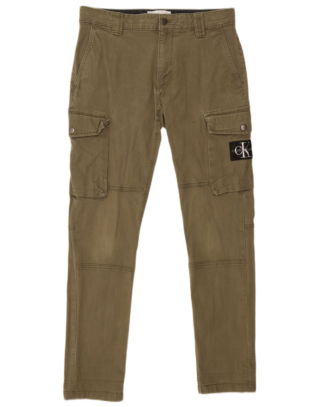 CALVIN KLEIN Herren Slim Cargohose W29 L29 Khaki Baumwolle